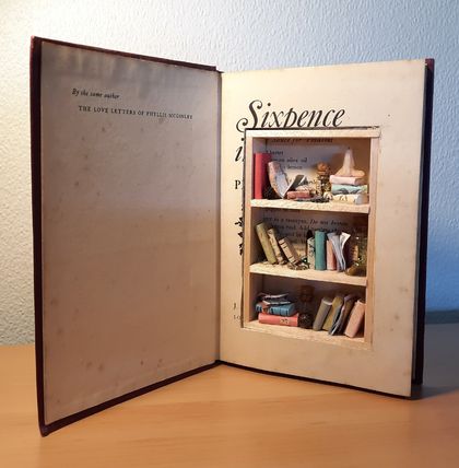  A Real Old Book Shadowbox, Medium Size, filled with miniatures
